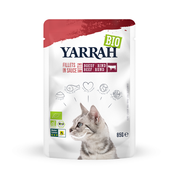 Yarrah filet biologique pour chats - bœuf (14x85gr)