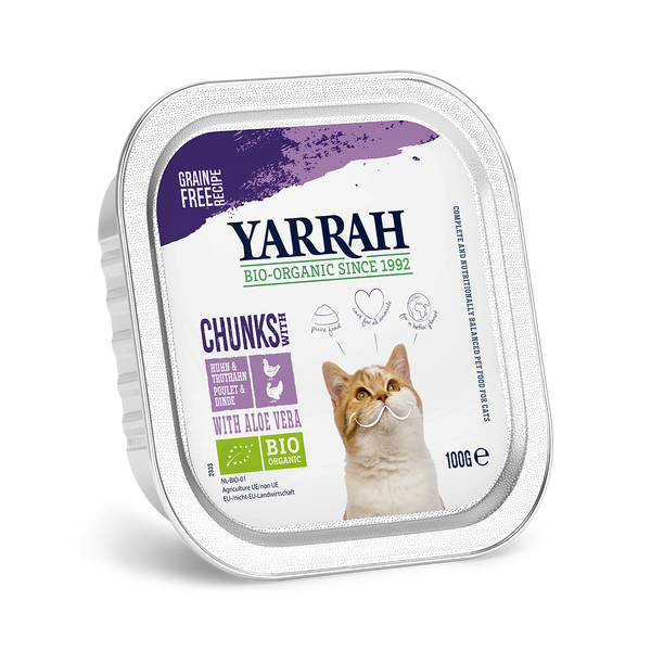 Yarrah bouchées biologiques pour chats - dinde et poulet (100gr)