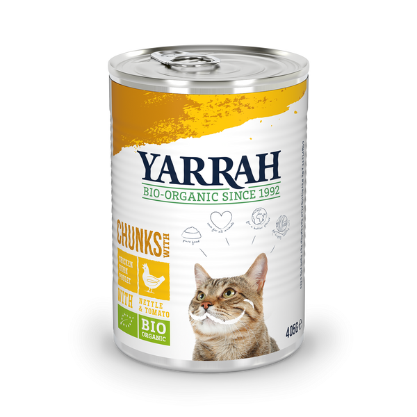 Yarrah bouchées biologiques pour chats - poulet (405gr)