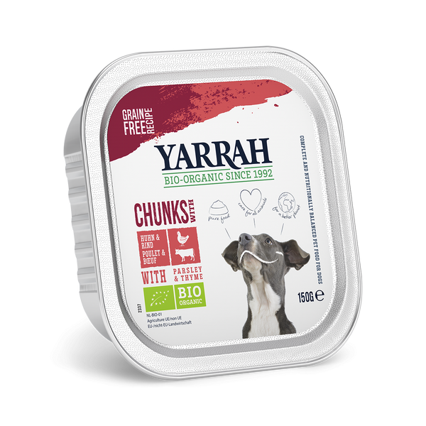 Yarrah bouchées biologiques pour chiens - bœuf et poulet (150gr)