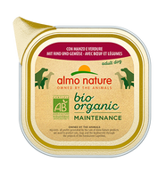 Almo Nature BIO organic Chiens Maintenance - barquette - bœuf et légumes