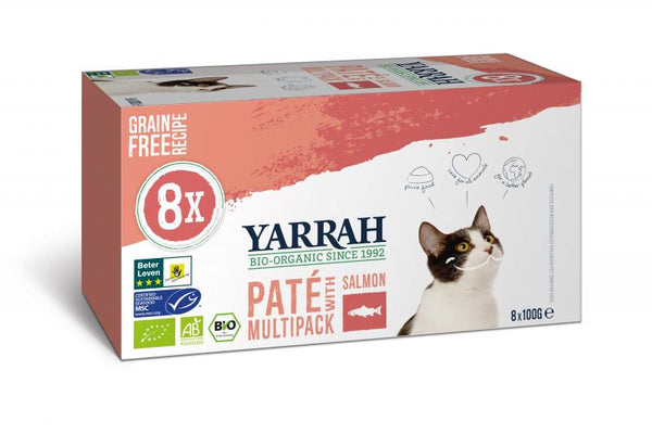 Yarrah multi-pack biologique pour chats - saumon (8x100gr)