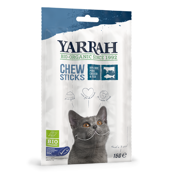 Yarrah bâtonnets à macher biologiques pour chats (15gr)