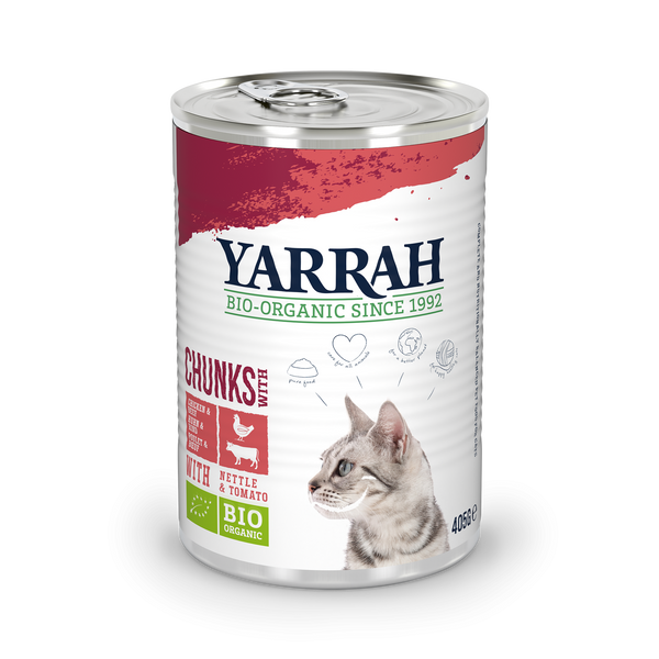 Yarrah bouchées biologiques pour chats - bœuf et poulet (405gr)