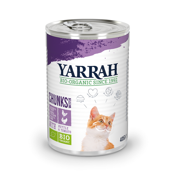 Yarrah bouchées biologiques pour chats - dinde et poulet (405gr)