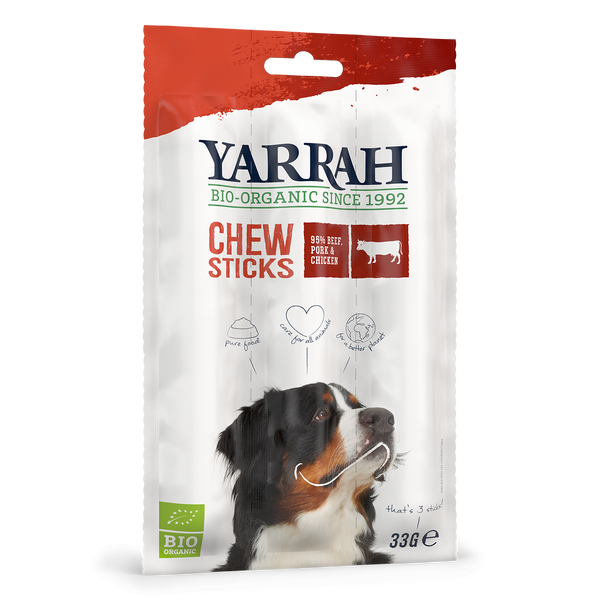 Yarrah bâtonnets à macher biologiques pour chiens - boeuf (33gr)